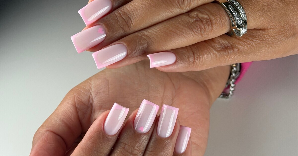 Nail design — soft nude with chrome accent
